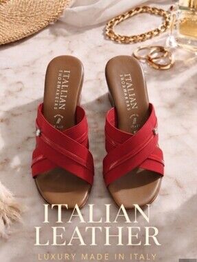 Italian Shoemakers Red Crisscross Sandals 8/1.2